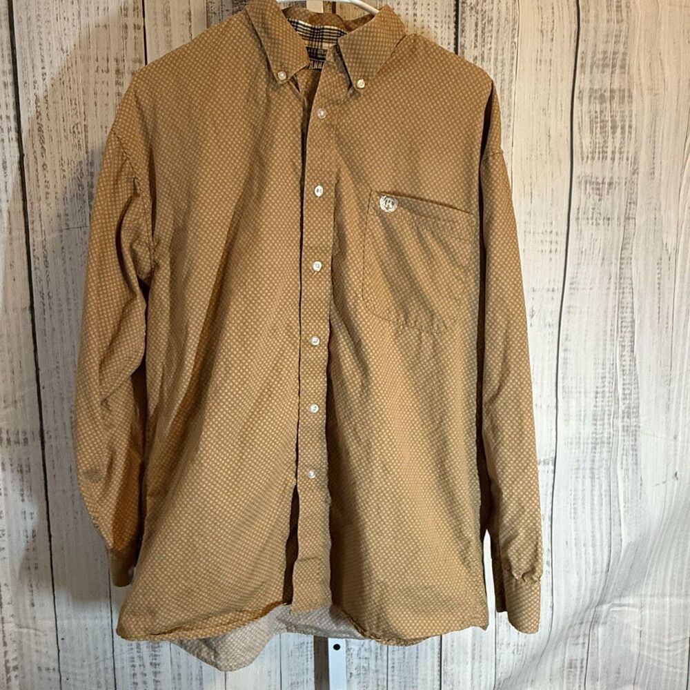 Panhandle Slim Men’s Western Shirt Medium Brown Geometric Cowboy Long Sleeve